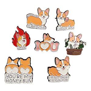🧷BUNDLE OF 7! - CORGI DOG Themed Enamel Pins - Adorable!